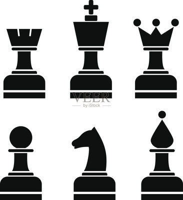 棋子,国际象棋,矢量,黑色,分离着色