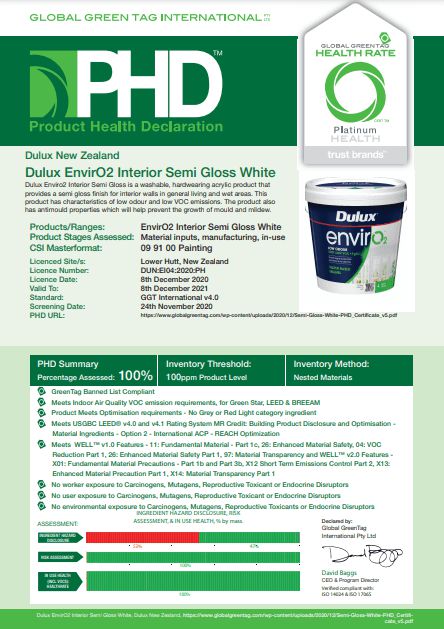 国际绿标 PHD产品健康声明